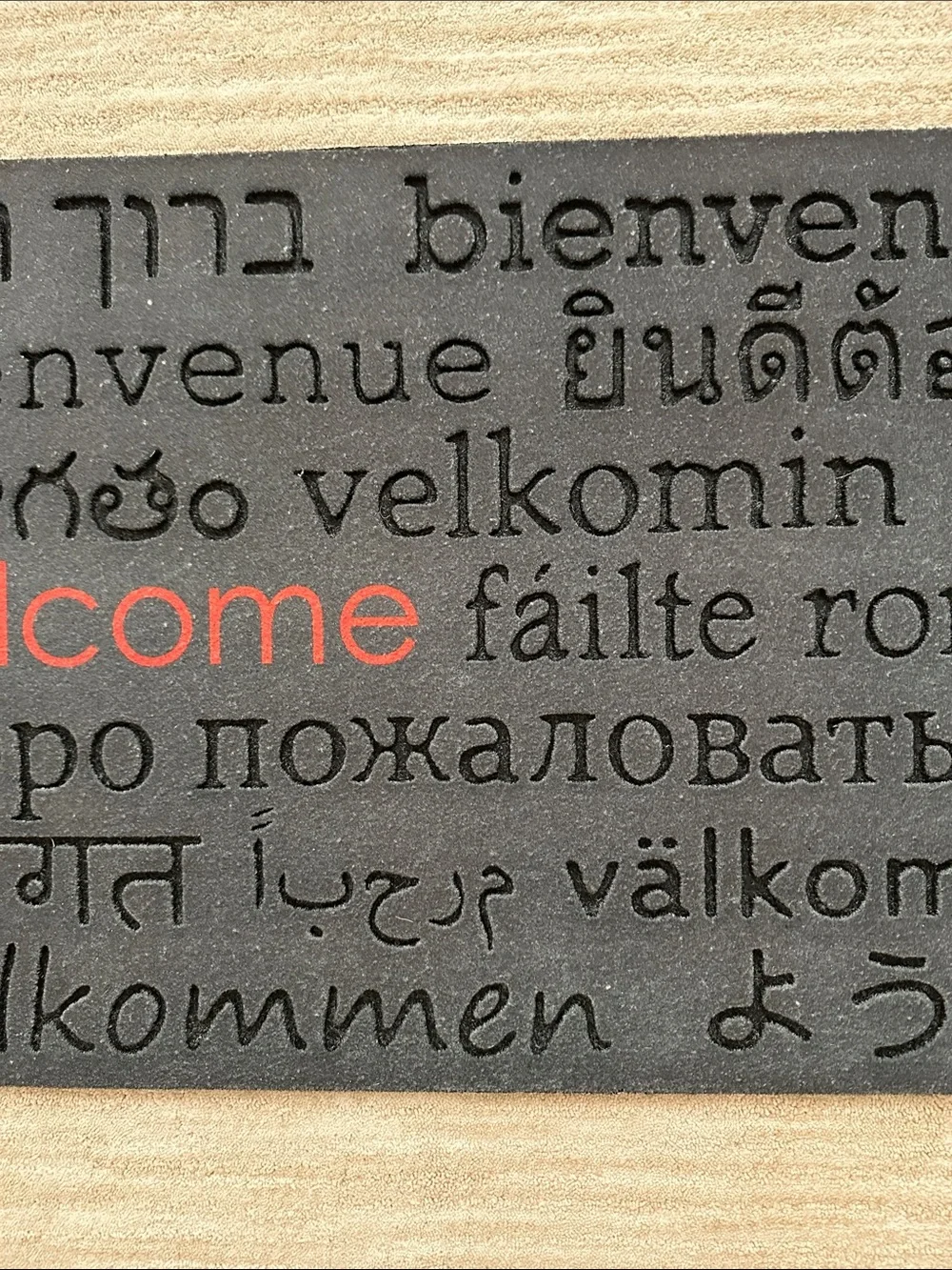Room Essentials™ Multilingual Welcome Doormat - Black with Red Welcome 30” x 18”